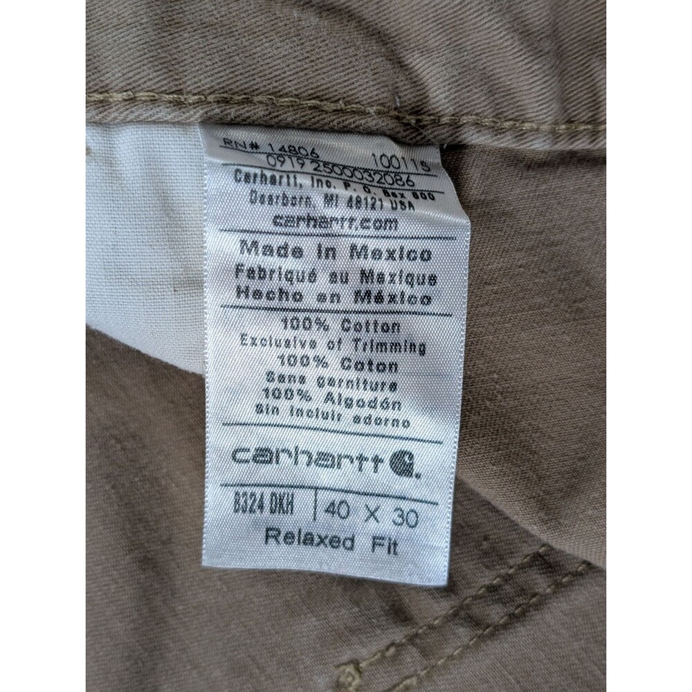 Carhartt Relaxed Straight Twill Dungaree Pants 40x30 Khaki Workwear - Picture 6 of 11